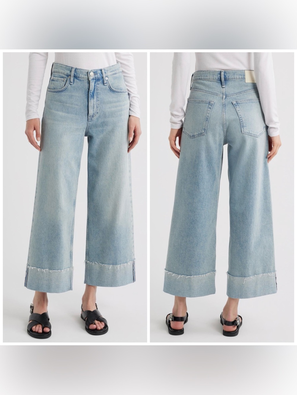 NWT Rag & Bone Andi High-Rise Raw Cuffed Wide-Leg Jeans in Bloomfield Size 25